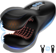 Load image into Gallery viewer, Zusammendrückbarer männlicher Masturbator-Penis-Vibrator-Trainer mit 10 Vibrationen 10 Beißmodi Silikon-Penismassagegerät Stroker, männlicher Vibrator verlängert die Ausdauer Sex Spielzeug