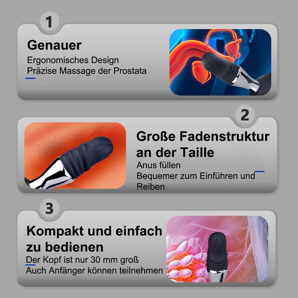 3in1 Elektro Shock Anal Vibrator Penisringe Prostata Stimulator Set mit 10 Teleskop Vibrationsfunktion & 3 Elektrostimulation Modi, Anal Massagegerät SM Extrem Sexspielzeug für Männer Solo