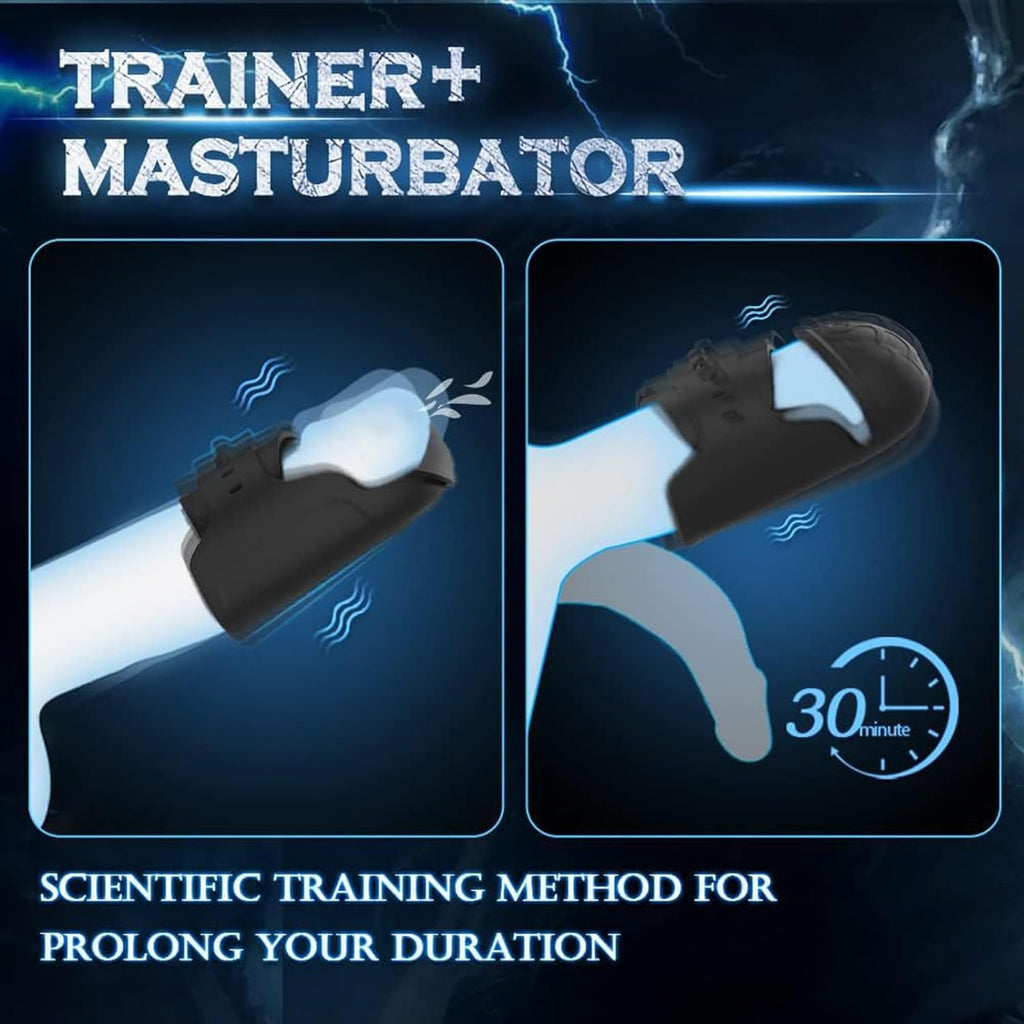 Silicone Electric Trainer Vibrator Adjustable Size with 10 Vibration Modes Male Glans Training Stimulator Masturbation Cup Adult Sex Toy for Men Couples