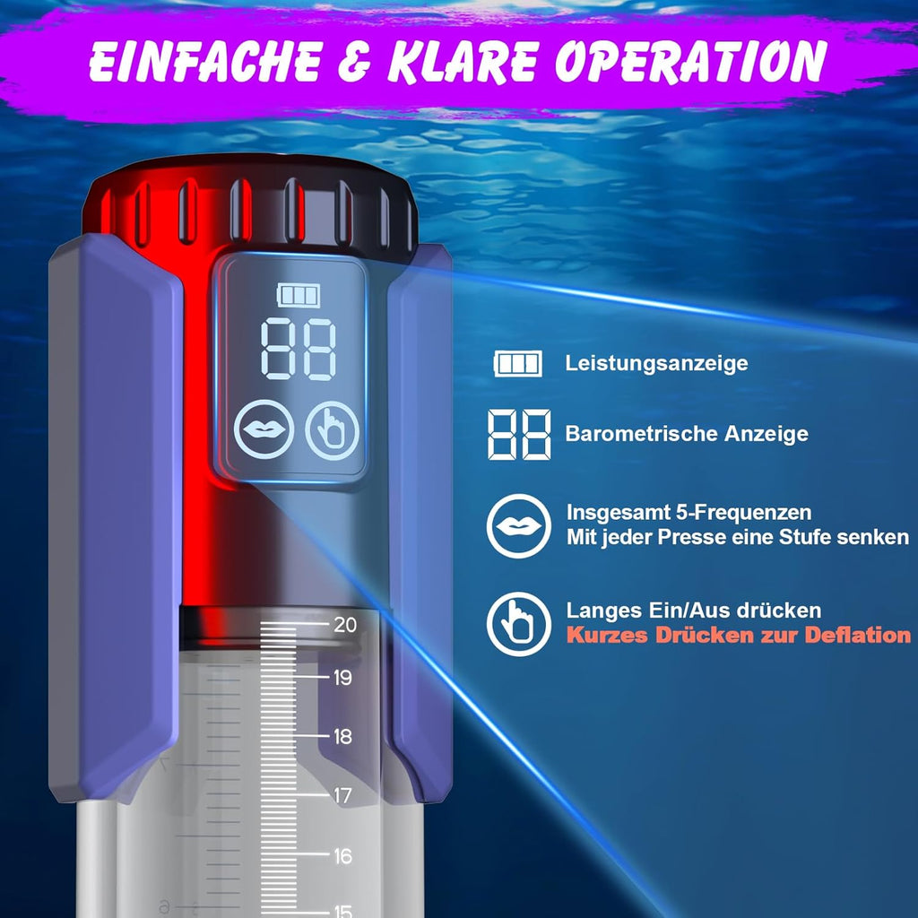 Automatic Pump for Enlargement, Sex Toy for Men, Waterproof Vacuum for Men, Masturbators with 5 Suction Strengths, Stimulator, Larger, Stronger