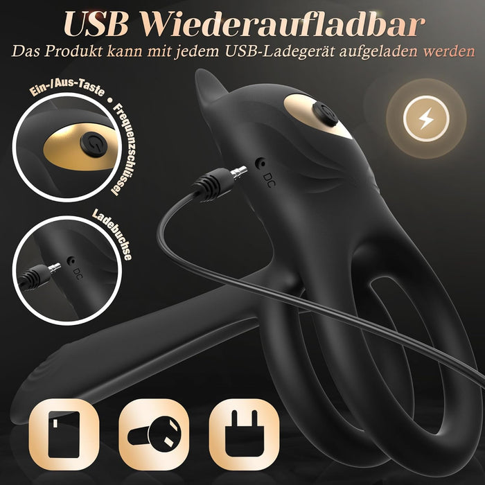 3 IN 1 VIBRATOR PENISRINGE 10 VIBRATIONSMODI DUAL