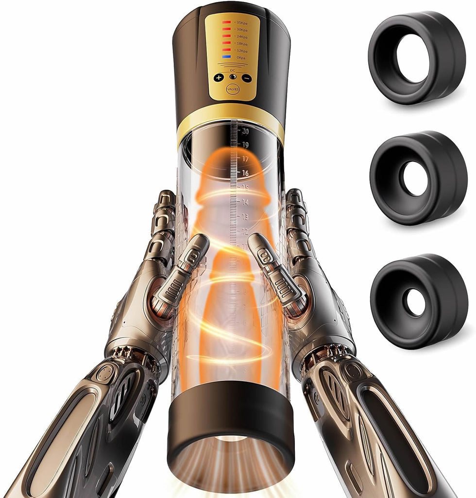 Penis Pump Adult Sex Toys for Men - Electric Male Masturbator Penis Enlarger Vacuum Pump with 5 Sucking Levels, Cock Pump Penis Extender Training Male Sex Toys for Dick Enlargement with 6 Cock Rings