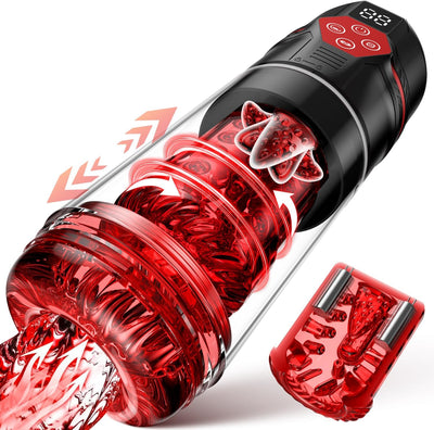 Elektrischer Masturbator Sex Spielzeug für die Männer,Masturbieren für Männer mit 7 Modi Saugen & Vibrieren & Schieben & Rotieren,Taschenmuschi Realistisch Stimulator 3D Realistischer Vagina,Sex Toy
